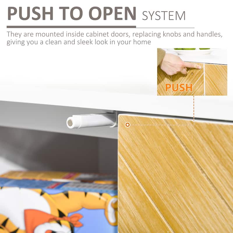 Push-to-Open Sideboard Buffet Cabinet, Kitchen Cabinet, Coffee Bar Cabinet with Chevron Pattern & Adjustable Shelf