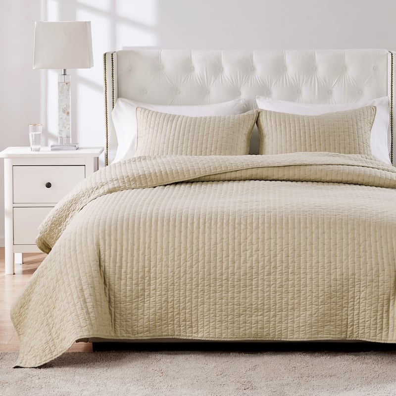 Greenland Home Textured Fashion Finely Stitched Quilted Coverlet Set