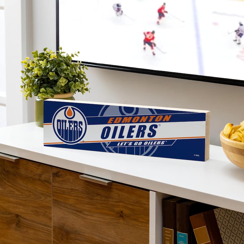 Edmonton Oilers Wooden Tabletop Mantel Shelf Sign - 5" x 18"