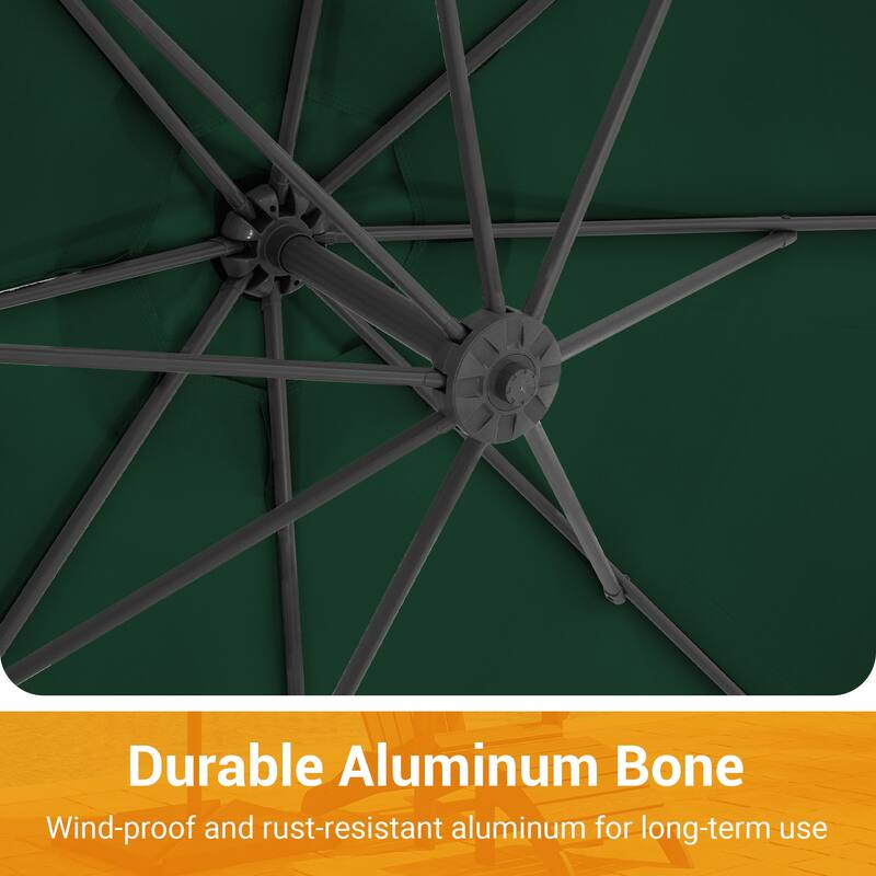 10 ft Steel Crank-lift Cantilever Umbrella With Weighted Base