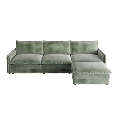 Corduroy Cloud Sectional Sofa Modular L Shaped Couch with Ottoman