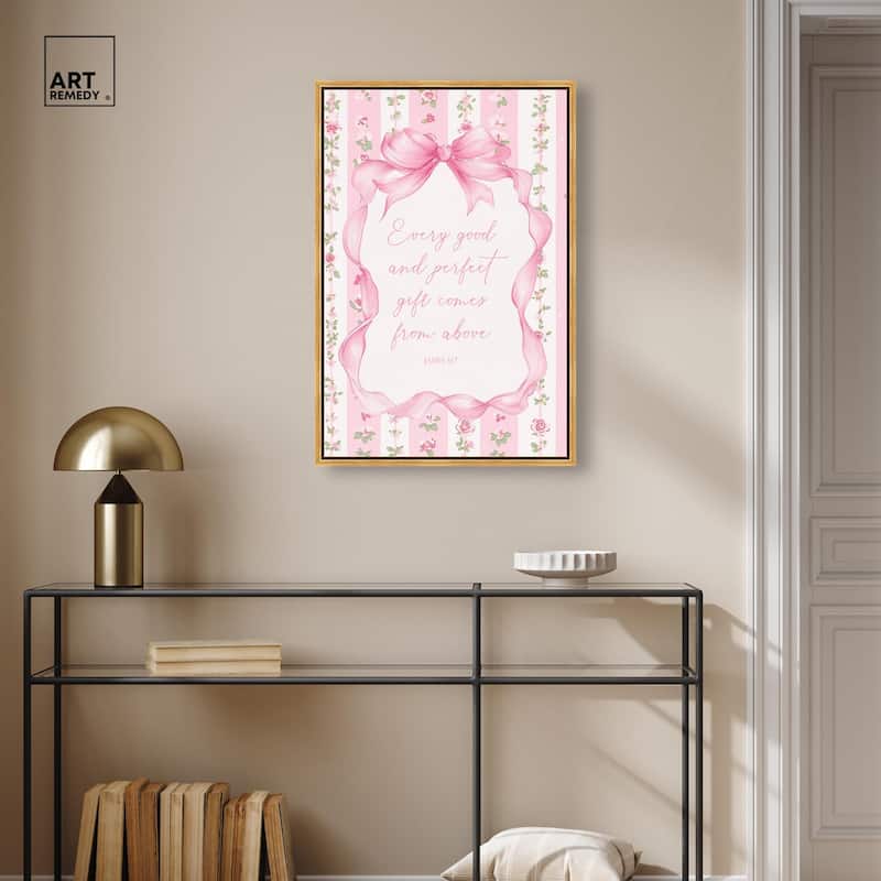 Good and Perfect Gift Bow Canvas by Art Remedy