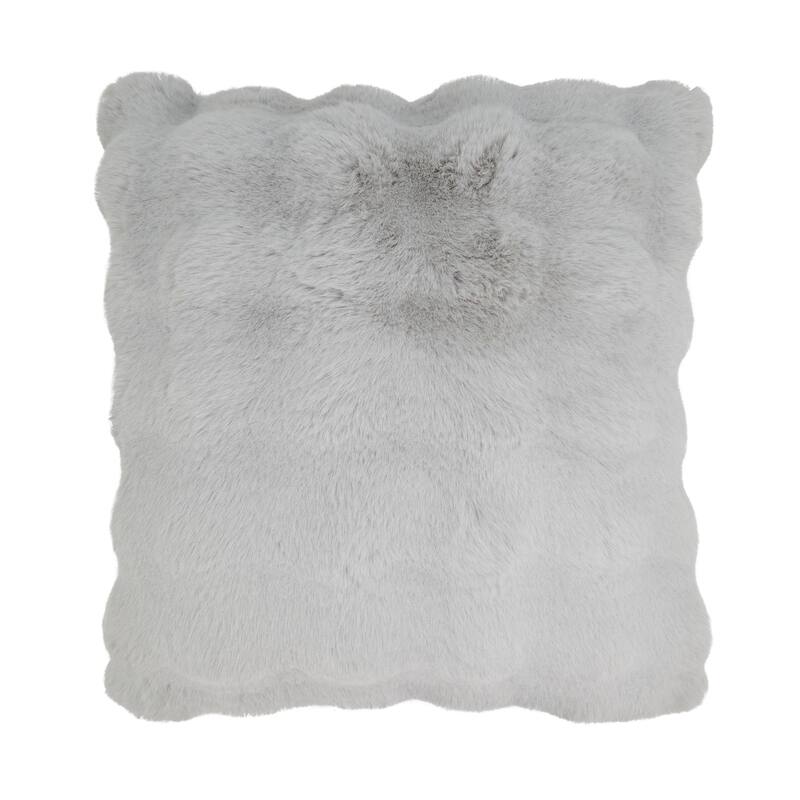 Plush Faux Fur Throw Pillow - Ultra-Soft Textured Accent for Sofa, Bed & Cozy Layered Styling - 20"x20" - Feather Down - Grey