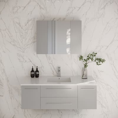 Fresca Lucera 48" Wall Mounted Single Basin Vanity Set with Cabinet,
