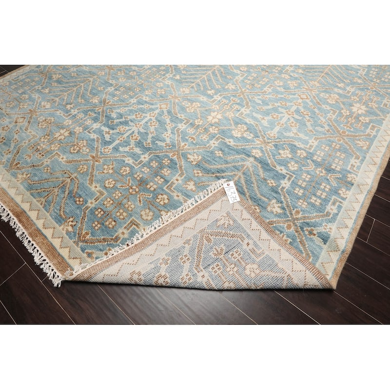 Hand Knotted Transitional Oushak Aqua Wool Oriental Area Rug