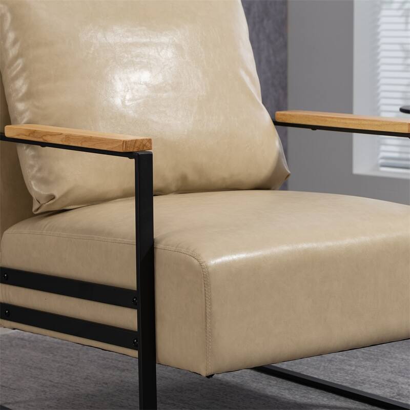 Leather Accent Chair with Metal Frame for Living Room