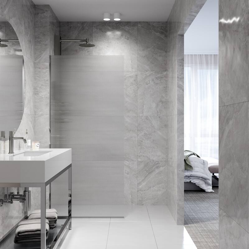 VIGO Zenith 34" W x 74" H Frameless Fixed Shower Screen