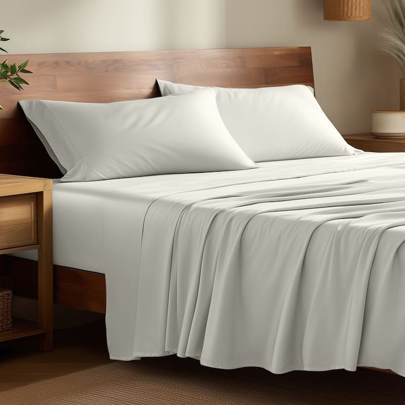 Bare Home Rayon from Bamboo Sheet Set - Deep Pocket - Breathable - Queen - Cream