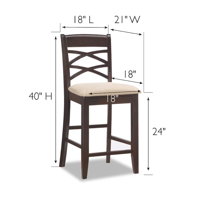 KD Furnishings Moss Heather Seat Wood Double Crossback Counter-height Stools (Set of 2)