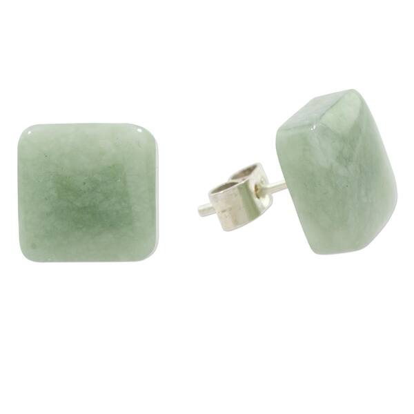 New 10mm Jewelry Natural Azure jade  & Sterling Silver Stud Earrings