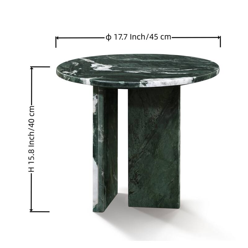 Roomfitters Round Marble Coffee Table, Natural Stone Side Table for Living Room, Solid Marble Accent Table