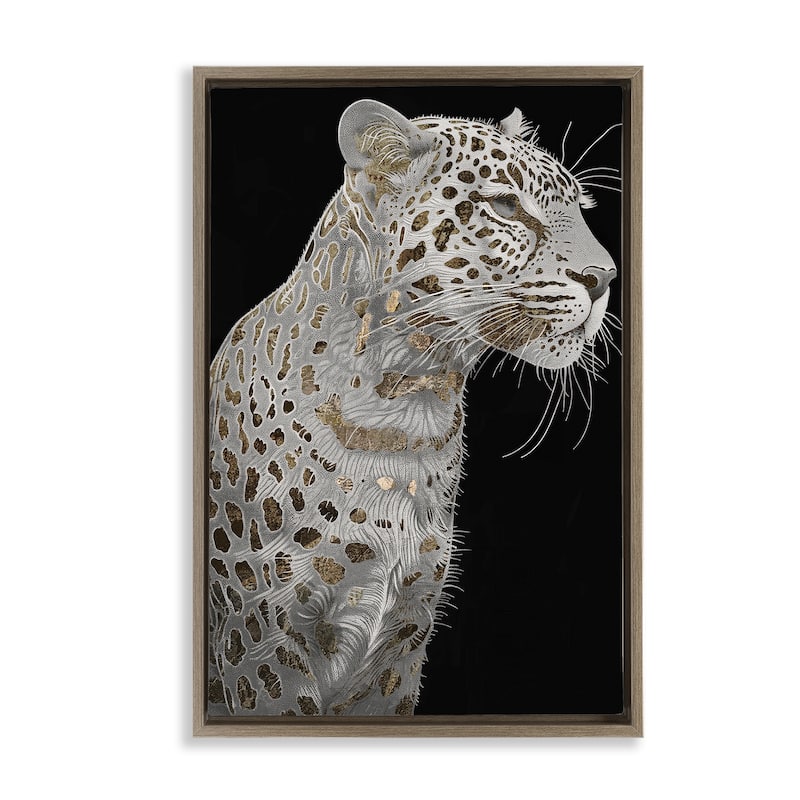 Stupell Elegant Glam Leopard Spots Framed Floater Canvas Wall Art Design By Sasha - 17 x 25 - Brown