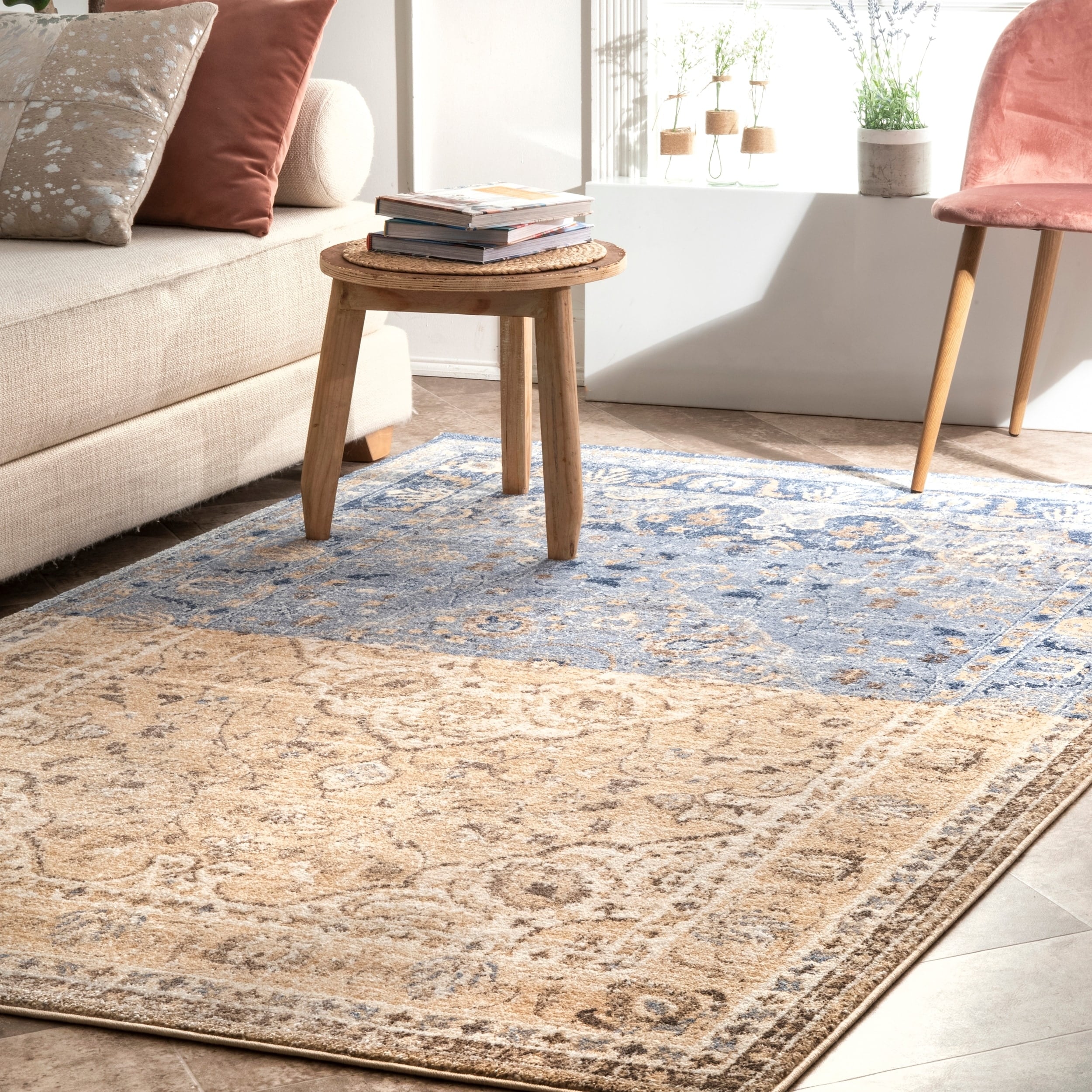 Nuloom Transitional Majectic Double Tone Medallion Floral Border Area Rug