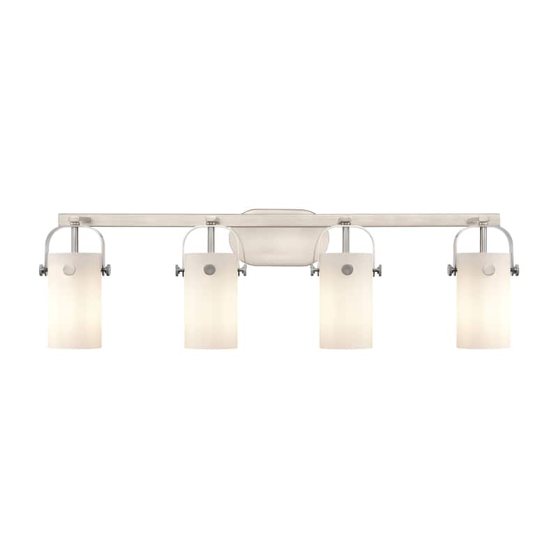 Innovations Lighting 423-4W-10-35 Pilaster II Cylinder Vanity Pilaster - Satin Nickel / Matte White