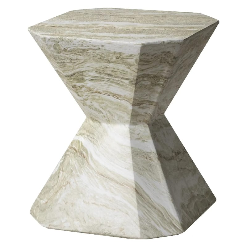 Azure 17" Modern Fiberstone Octagonal Accent Side End Table for Patio, Garden, Living Room, Bedroom, or Home Office Use - Marble Green