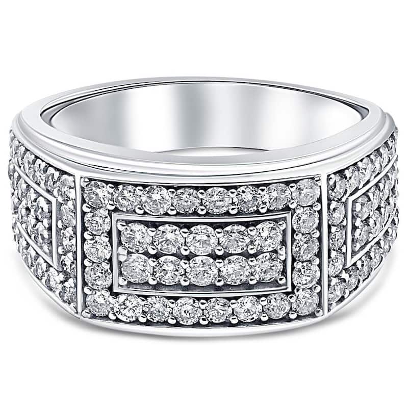 VS 2Ct Lab Grown Diamond Mens Ring in 10k White or Yellow Gold