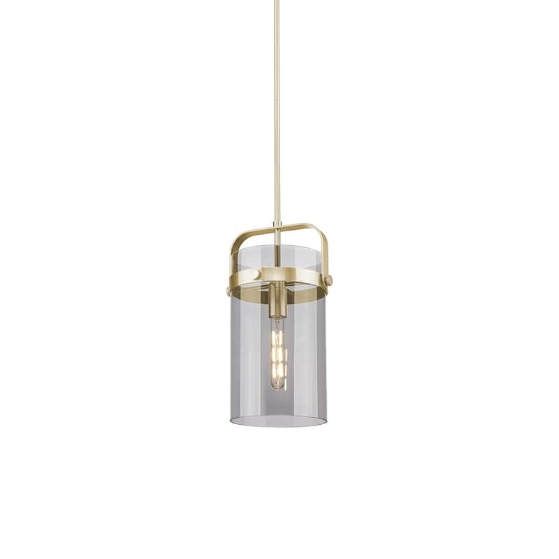 Innovations Lighting 413-1SM-18-8 Pilaster Pendant Pilaster 8" Wide - Champagne Bronze / Light Smoke