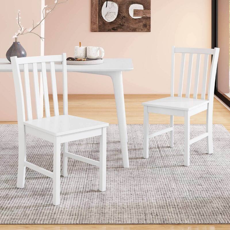 Costway Rustic Dining Chairs Set of 2 with Slat Tilt Backrest, Wide - See Details