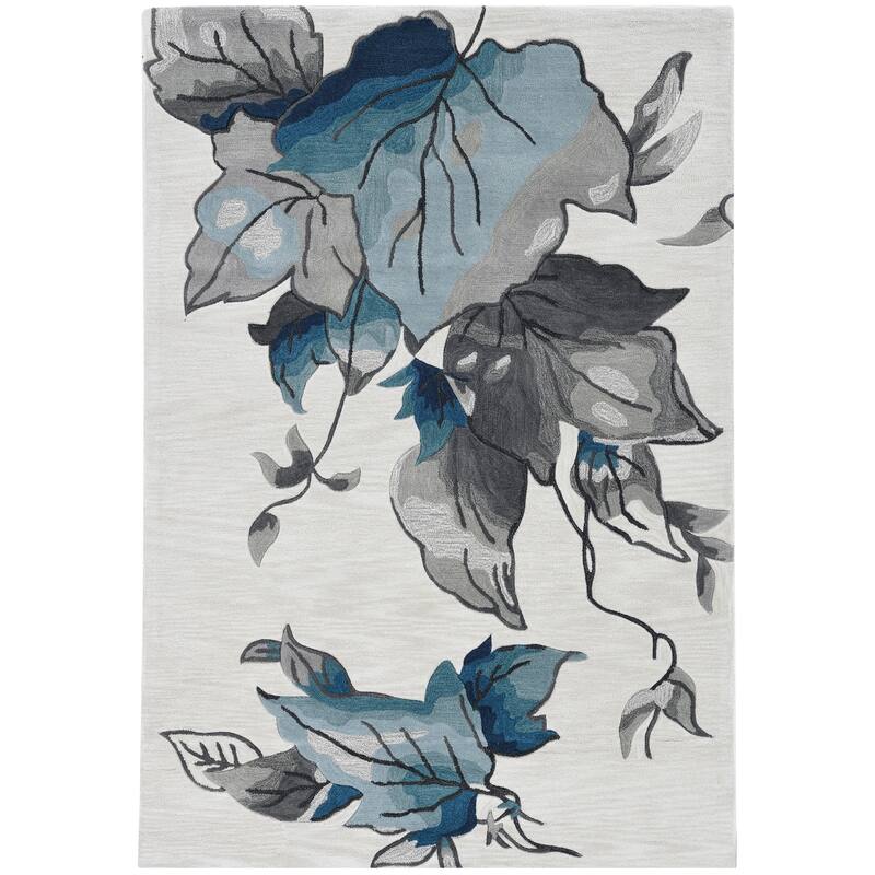 Silver Orchid Hand-tufted Winter Leaves Area Rug