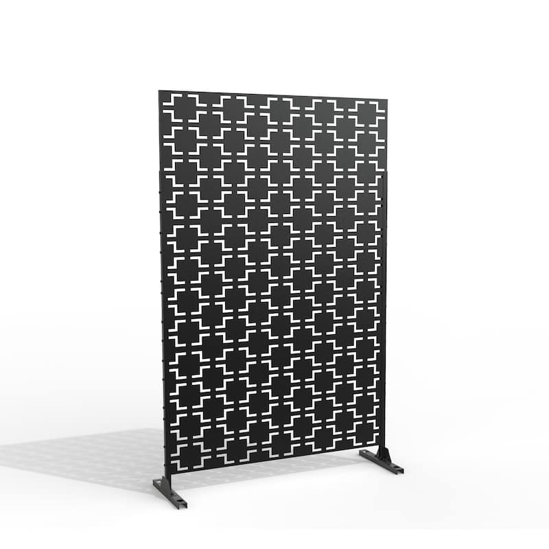 Outdoor Privacy Screen with Stand for Patio Garden Metal Fence