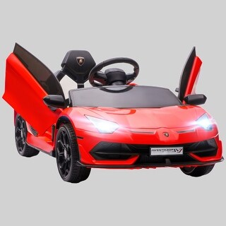 Licensed Lamborghini Aventador 12V Electric Ride-On Car for Kids with Scissor Doors, Music & Remote Control