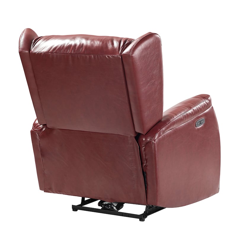Eliseo Genuine Leather Power Recliner with USB Port and Wingback Design