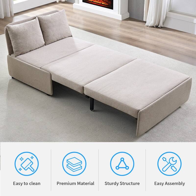 Mixoy Full/Queen Size Sofa Bed,2 in 1 Convertible Linen 1-Seater/Loveseat Sleeper Sofa Couch with Cushions