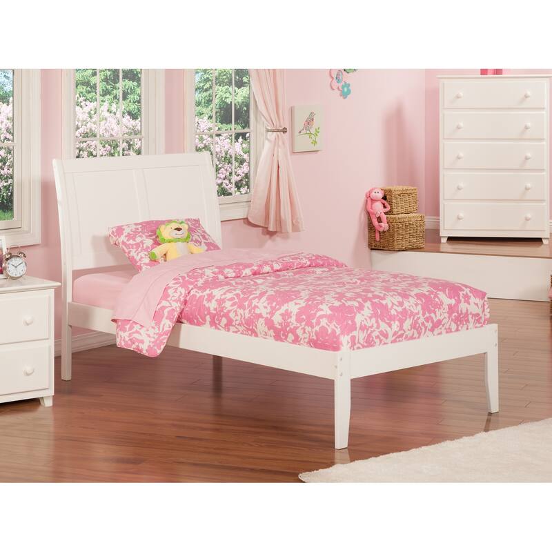 Platform Bed Frame with Footboard - Modern Sleigh Style Bed
