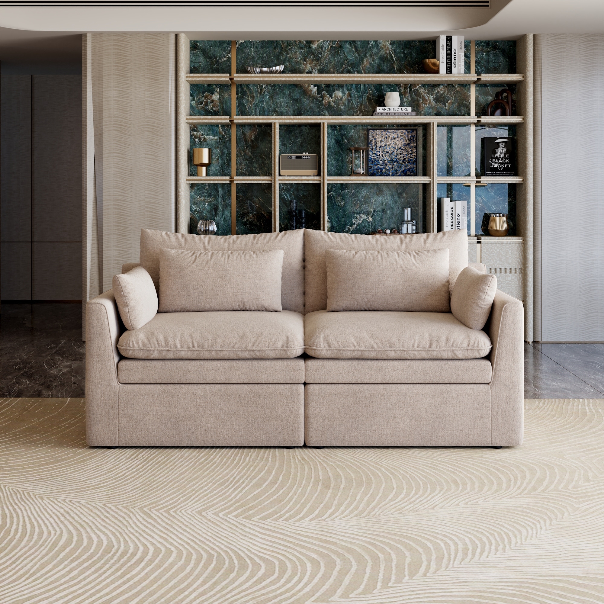 Loveseat Modular Sectional Sofa Cloud Couch Sofa Dual-Layer Cushions For Living Room Apartment