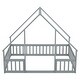 preview thumbnail 11 of 10, Full Size Pine Wood Floor Bed with House Frame and Safety Guardrails, Sturdy Wooden Structure Designed