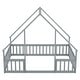 preview thumbnail 35 of 34, Full Size Pine Wood House-Shaped Floor Bed with Fence, Guardrails and Roof for Bedroom