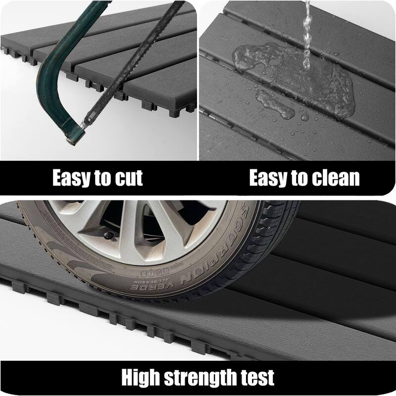24 pieces of dark gray outdoor terrace deck tiles, DIY interlocking decking floor tiles, easy to install patio tiles