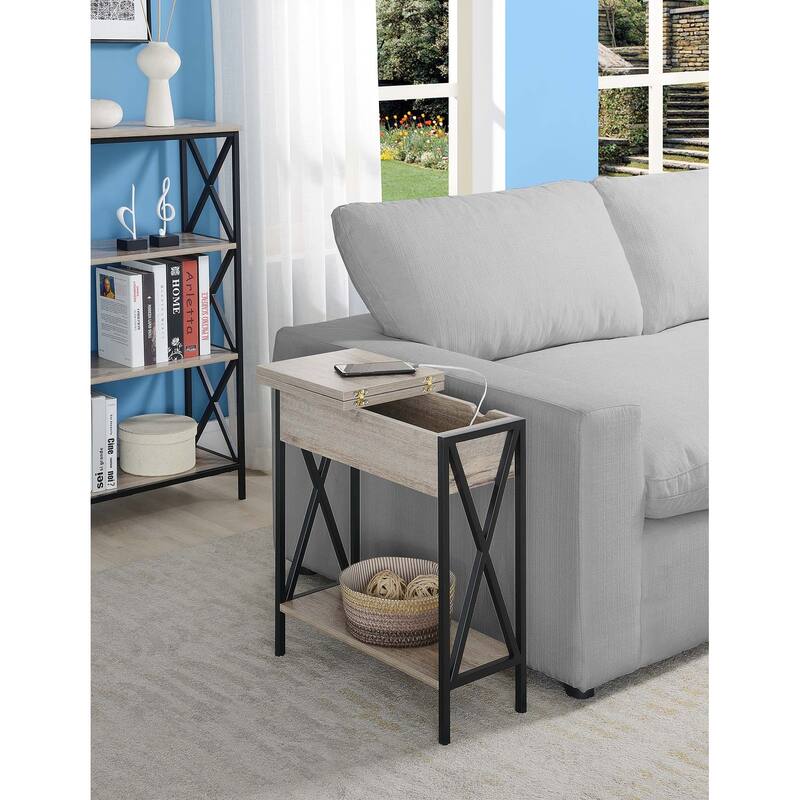 Carbon Loft Ehrlich Flip-top End Table with Charging Station - Sandstone