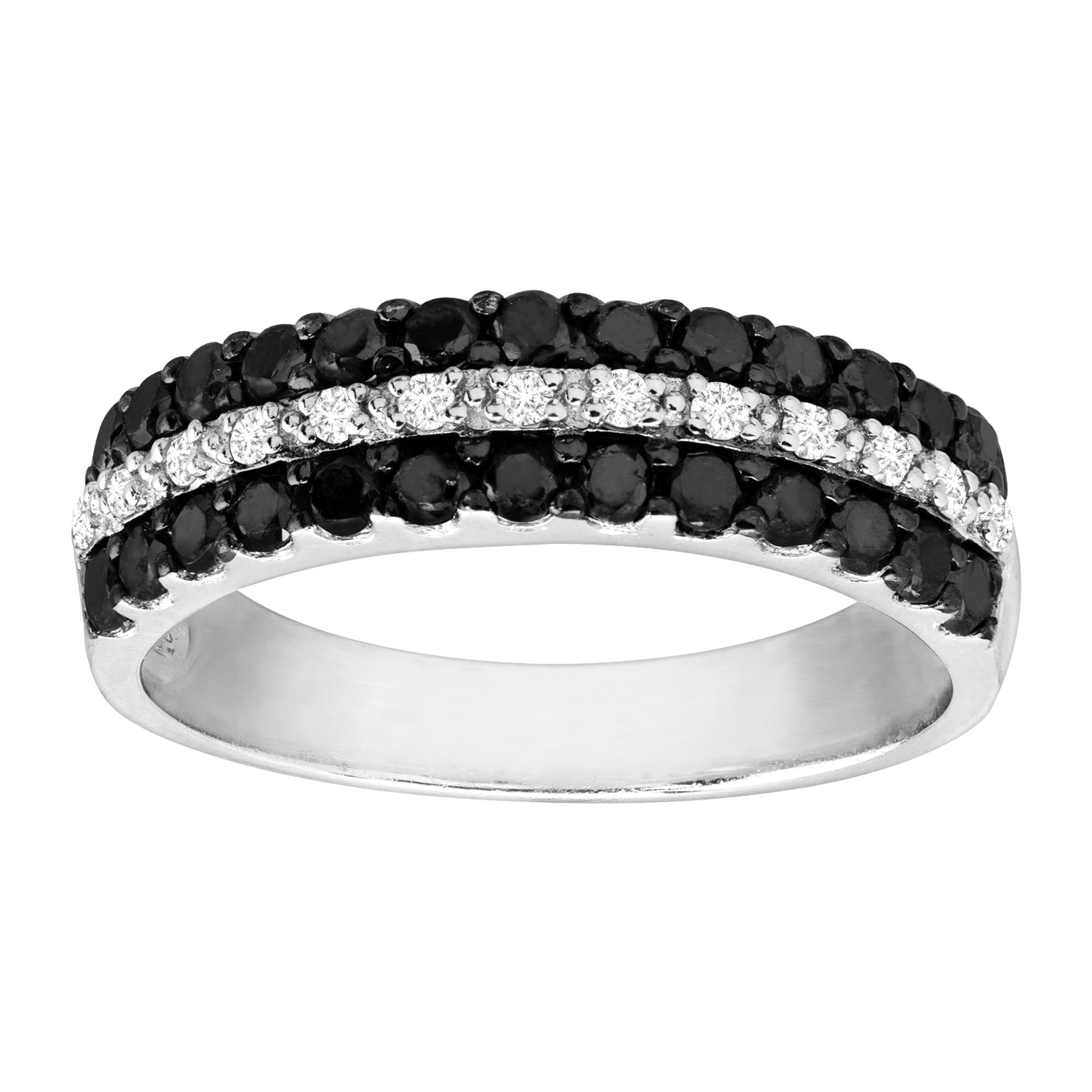 Sterling Silver Mens Diamond Wedding Band Rhodium finish 1//4 inch wide