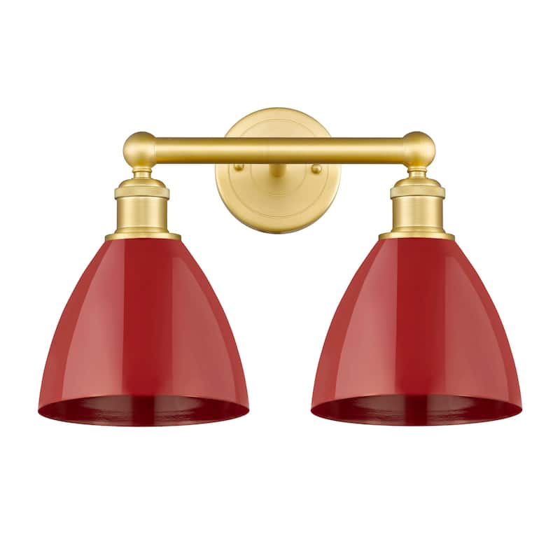 Innovations Lighting 616-2W-12-17 Plymouth Vanity Plymouth Dome 2 - Satin Gold / Red
