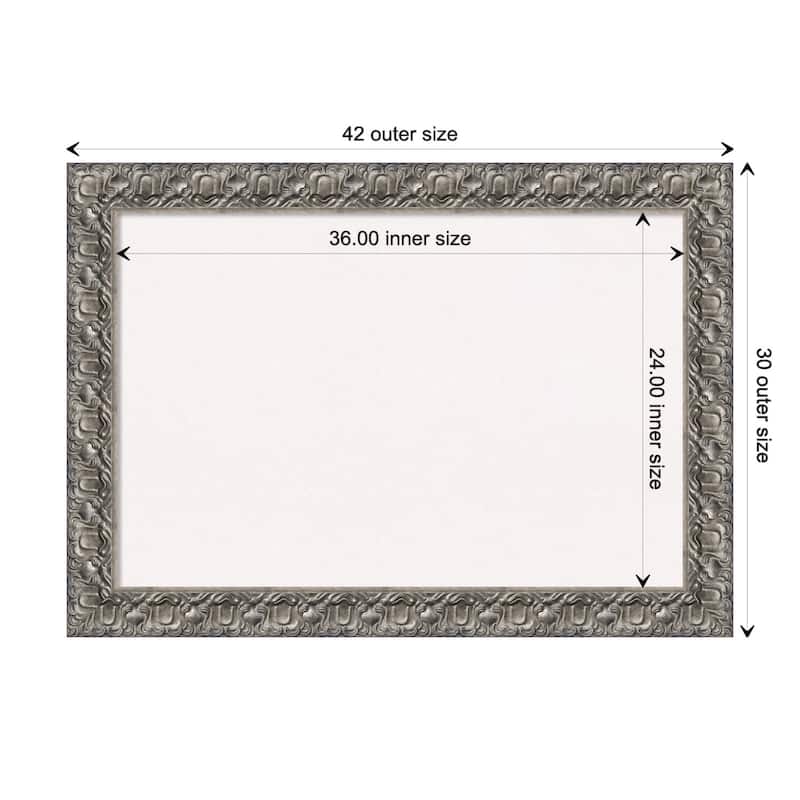 Silver Luxor Wood Framed White Corkboard Bulletin Board - Board Size 36x24