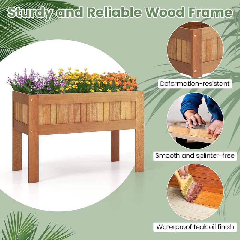 Wooden Raised Garden Bed Elevated Planter Outdoor Planter Stand