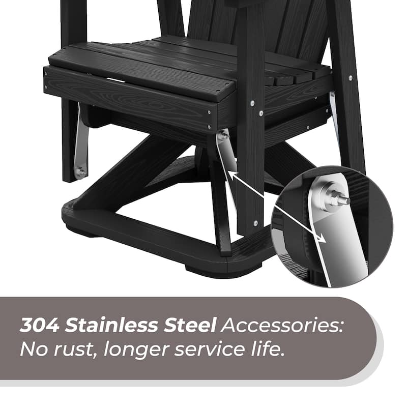 HDPE Adirondack Swivel Glider, Outdoor Patio Chair