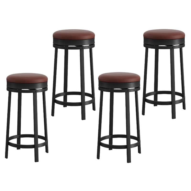Swivel Bar Stools, Set of2/ 4 Bar Chairs, 61 cm High Kitchen Counter Stools with Faux Leather Seat and Sturdy Metal Frame