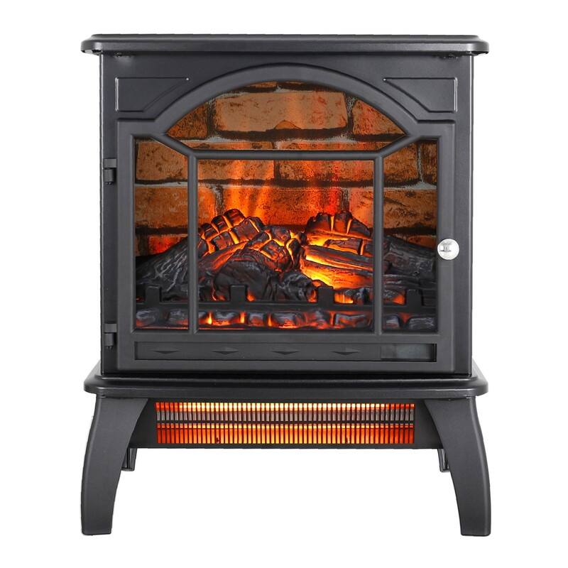 17/18/26/33 inch Freestanding Electric Fireplace Stove Heater with 3D Flame Effect 12H Timer Infrared Remote Control,Black/Brown