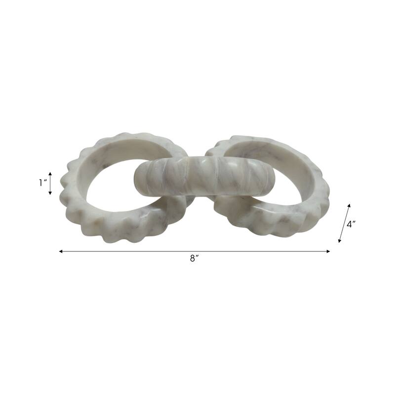 Carved Marble Chain Decorative Objects Home Decor - 8" White - 8.0"