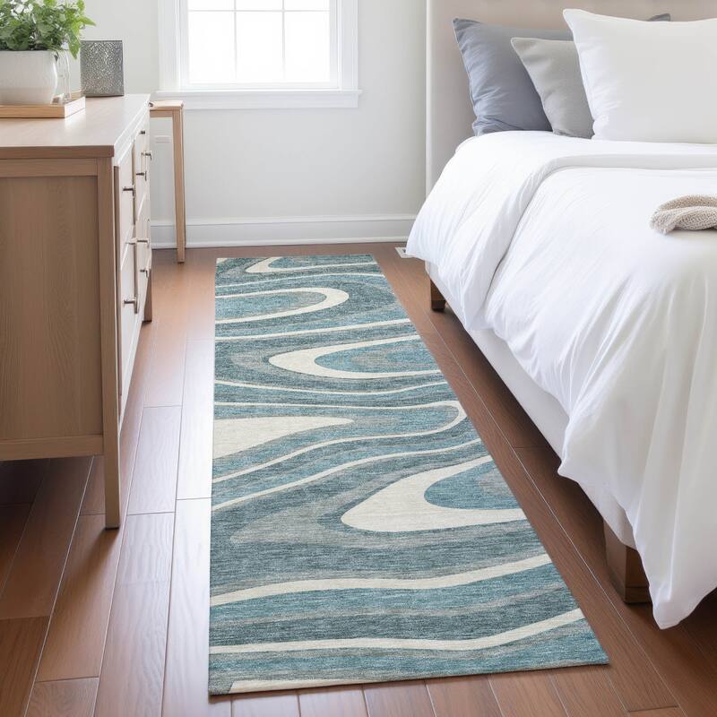 Machine Washable Indoor/ Outdoor Abstract Busey Chantille Rug