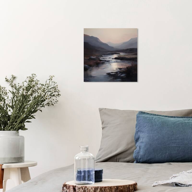 Wynwood Studio Canvas Nature and Landscape Nature Cloudy Landscape Gray and Silver Traditional Wall Art Canvas Print - 12 x 12