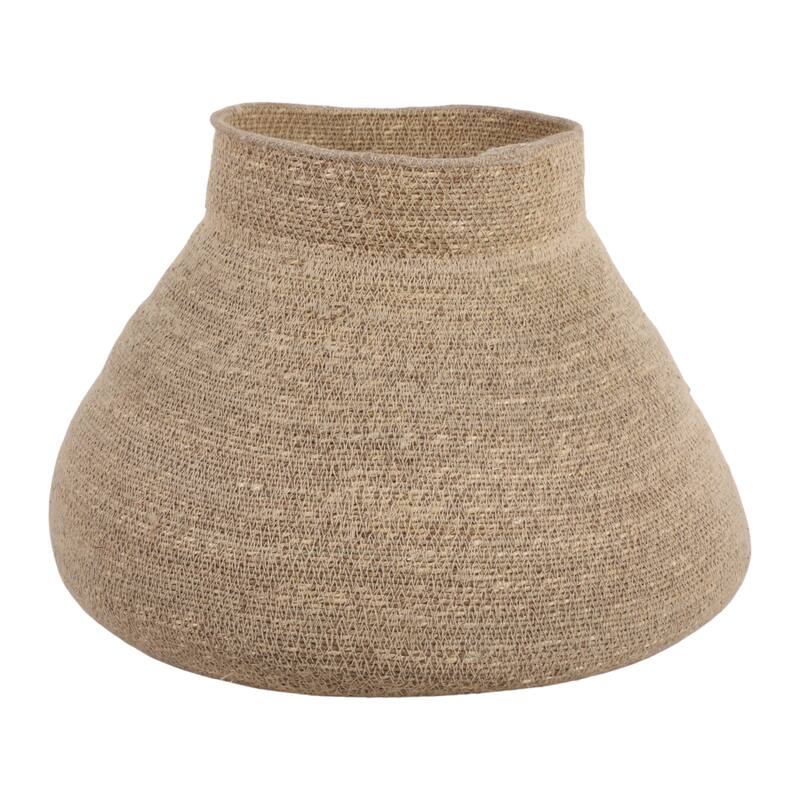 Sculptural Woven Vase with Wide Opening - 18", Brown & Tan