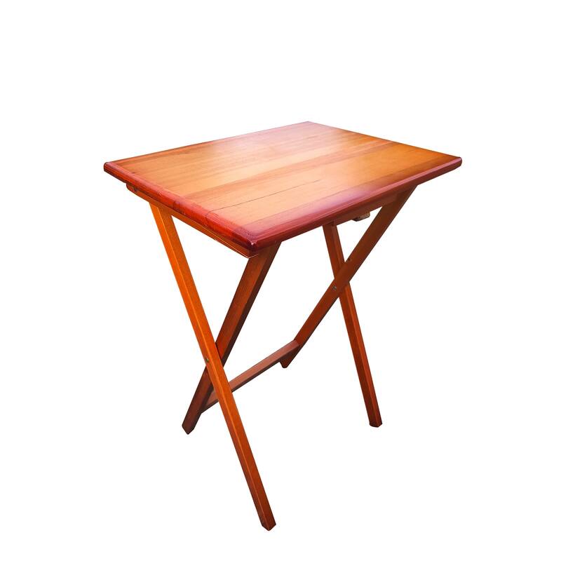 Folding Trays with Storage Rack,Snack Table - Set of 4,honey