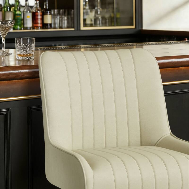 26" Upholstered Counter Height Swivel Bar Stool with Solid Wood Legs - 38.8"H x 20.5"W x 21.7"D