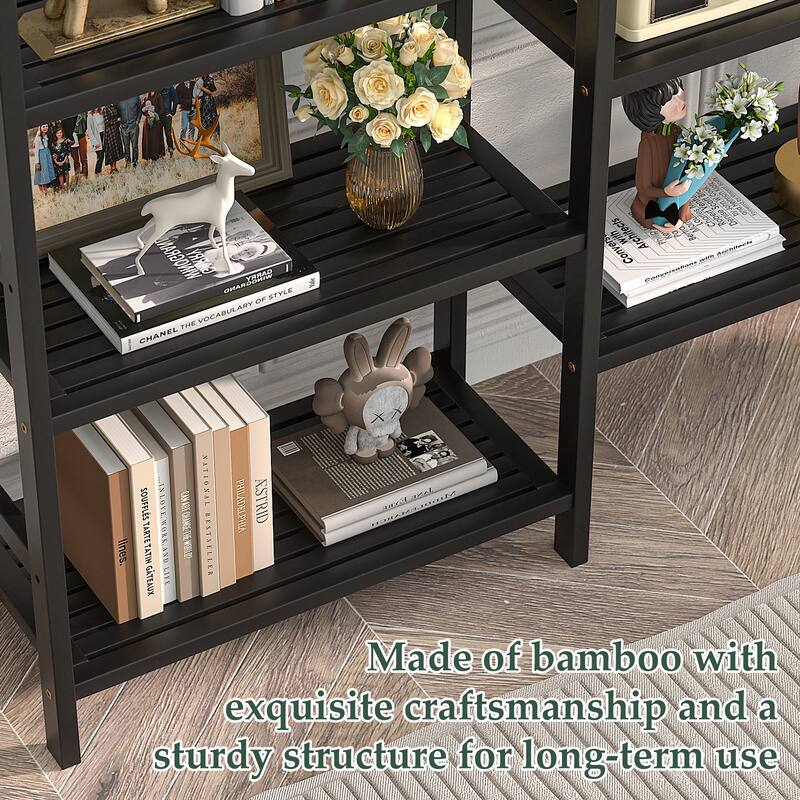 6-Tier Solid Bamboo Bookcase,Large Freestanding Open Bookshelf with 17 Display Shelves,Easy To Assemble