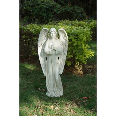 Standing Angel with Folded Hands Outdoor Garden Statue - 28" - White