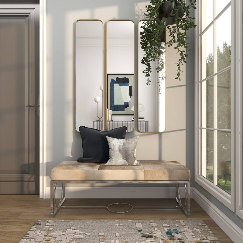 Iron Contemporary Wall Mirror - 12 x 2 x 48