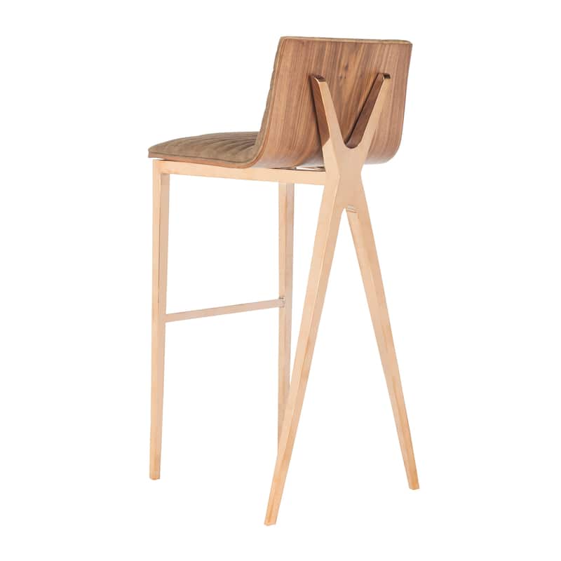 SAFAVIEH Barbla 28.3 Inch Ash Green/ Copper Bar Stool - 16.5" x 18" x 39" - 16.5" x 18" x 39" - 17Wx18Dx39H